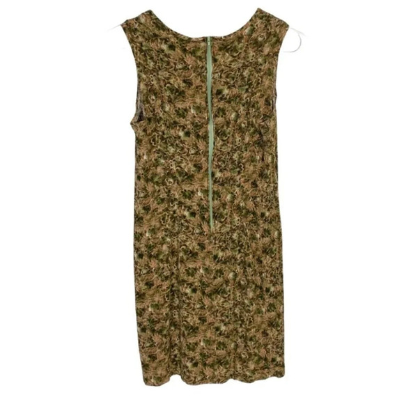 Vintage 90s Floral Print Sleeveless Crepe Dress Womens 8 Petite Medium Green - Picture 5 of 12